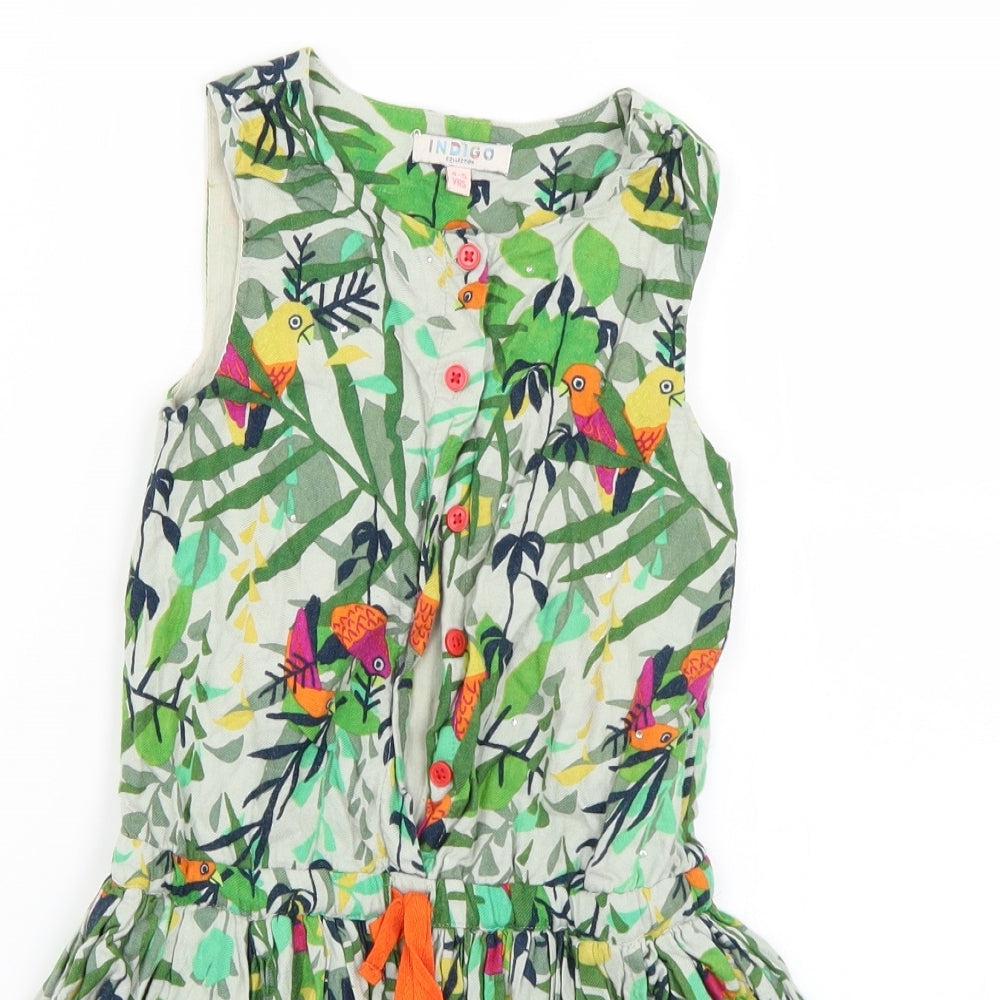 Indigo Girls Green Floral  A-Line  Size 4-5 Years