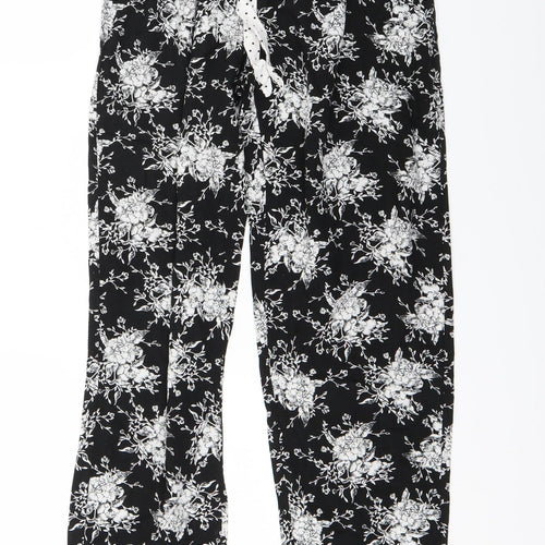 Primark Womens Black Floral Jersey Jogger Trousers Size XS L25 in - Lounge Pants