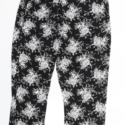 Primark Womens Black Floral Jersey Jogger Trousers Size XS L25 in - Lounge Pants
