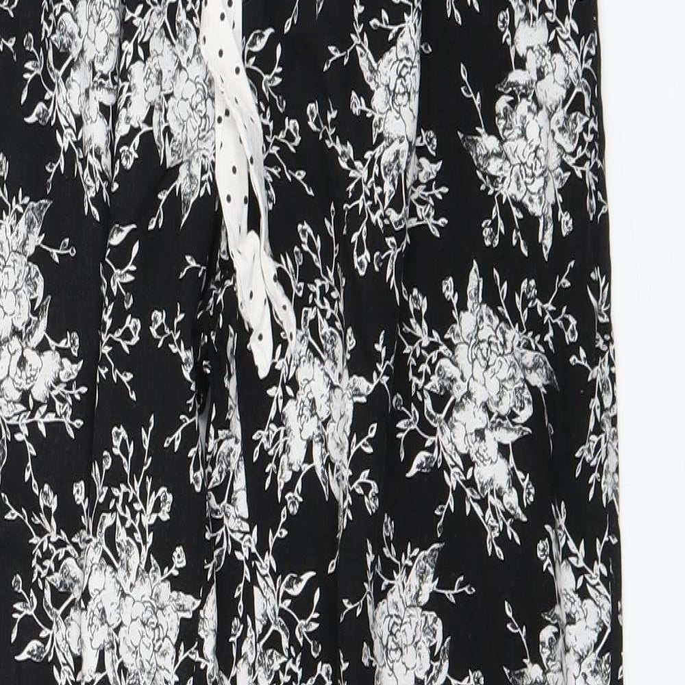 Primark Womens Black Floral Jersey Jogger Trousers Size XS L25 in - Lounge Pants
