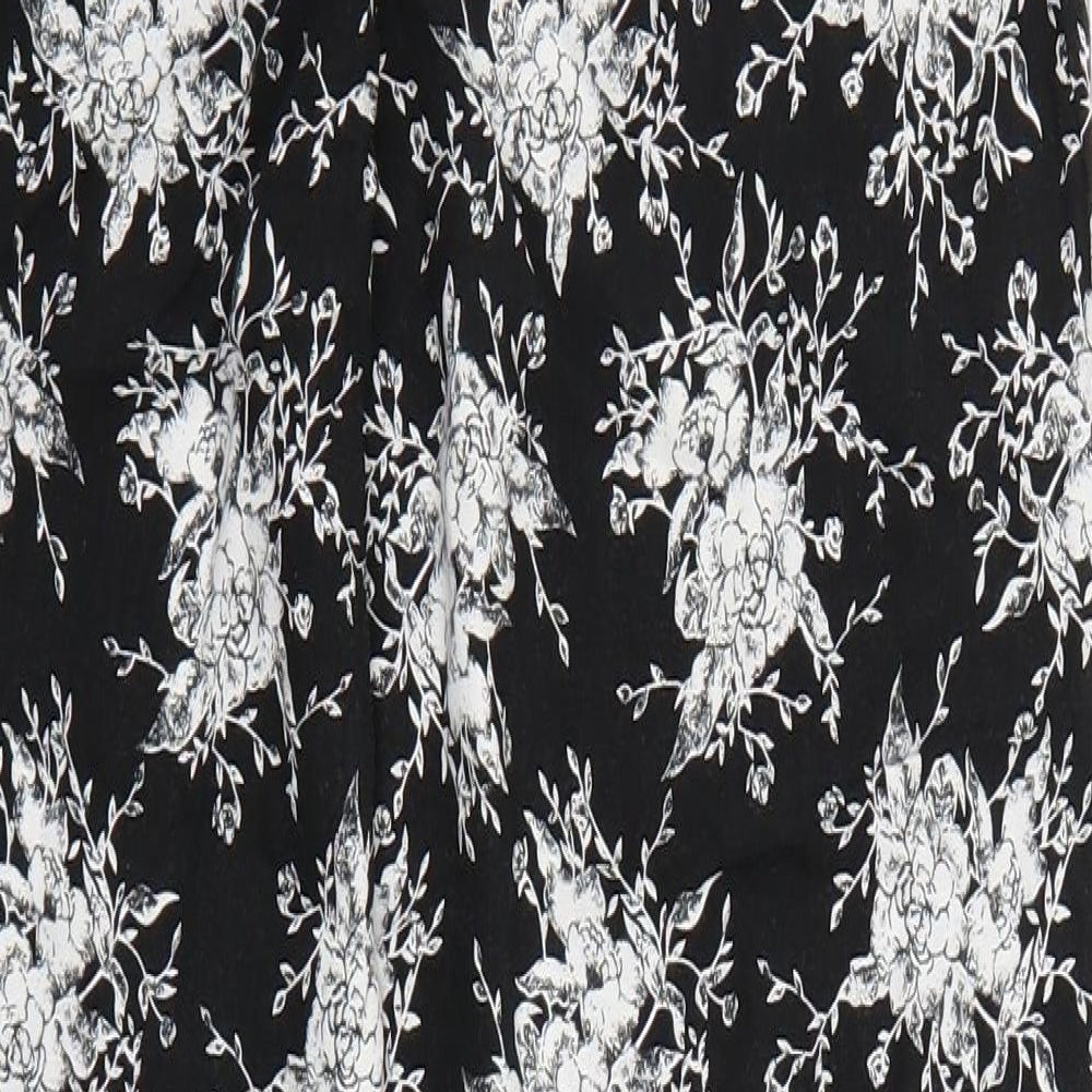 Primark Womens Black Floral Jersey Jogger Trousers Size XS L25 in - Lounge Pants