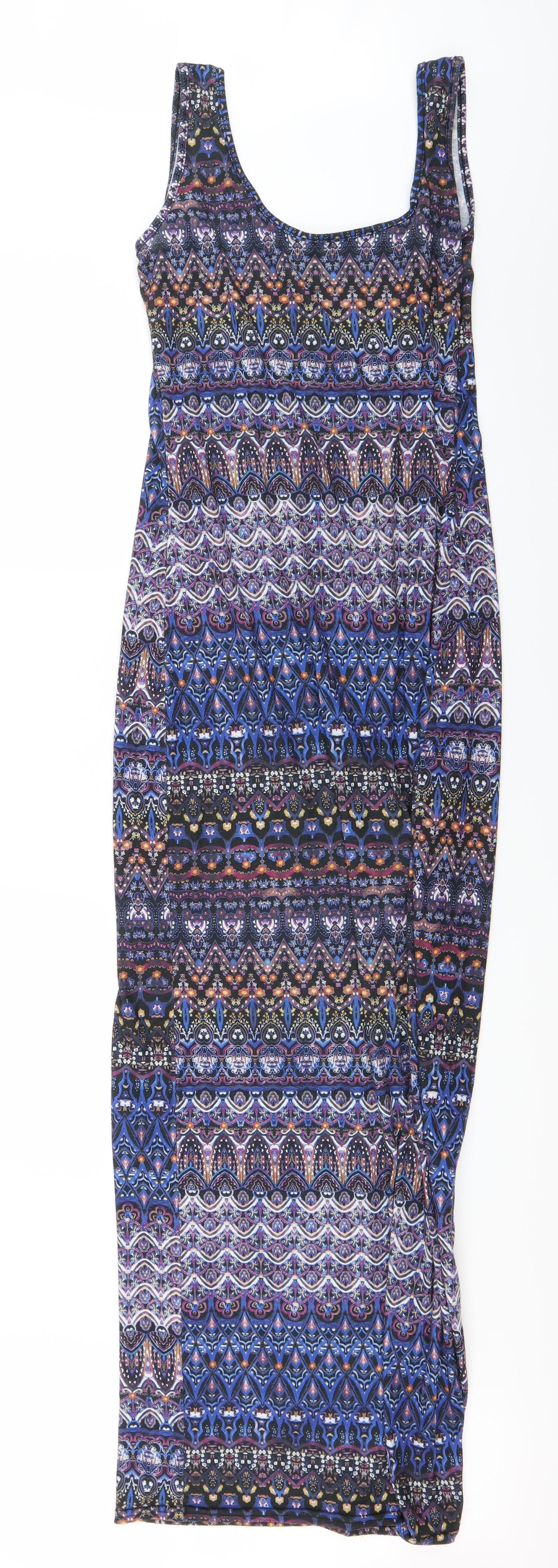 Boohoo Womens Blue Floral  Tank Dress  Size 14