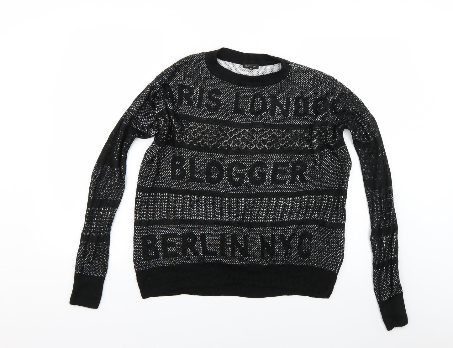 River Island Womens Black   Pullover Jumper Size S  - Paris London