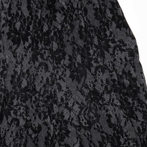 Peruna Womens Black Floral  Flare Skirt Size 14