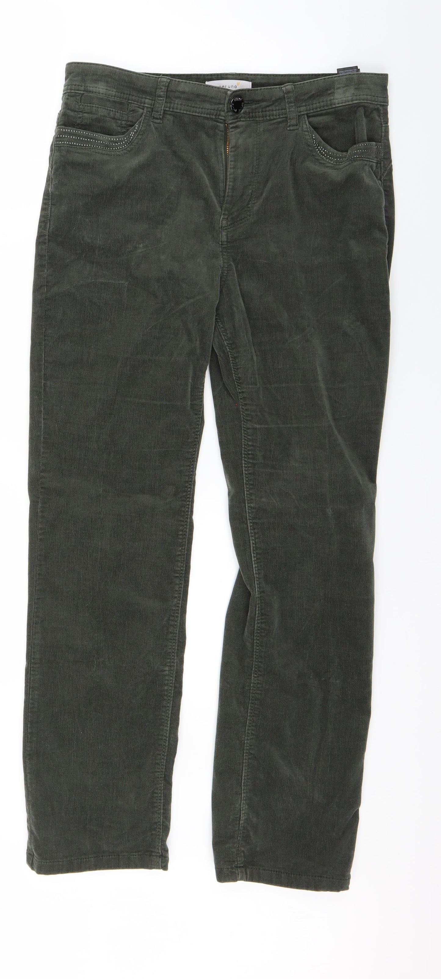 peruna Womens Green  Corduroy Straight Jeans Size 10 L27 in