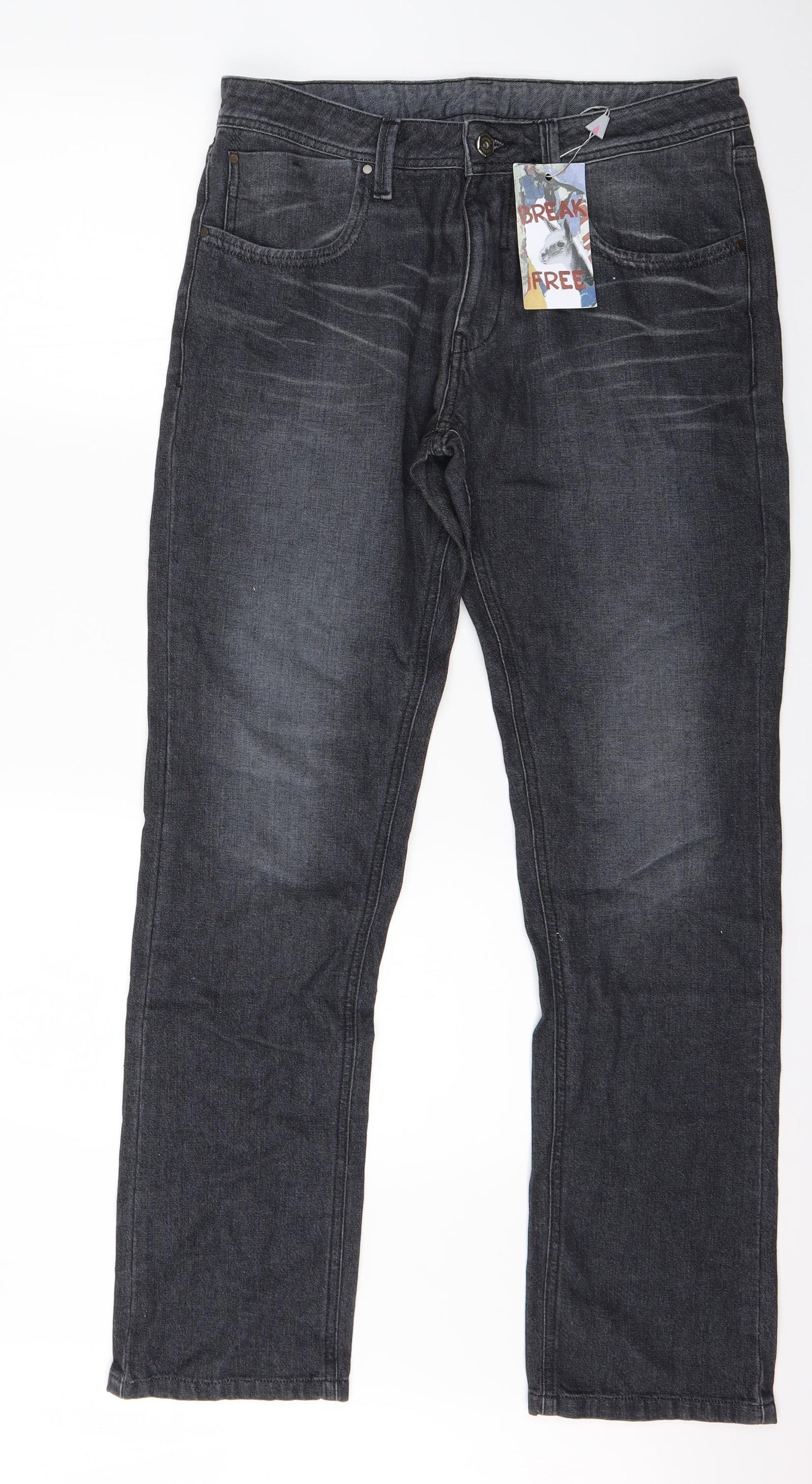 Vicunha Mens Black  Denim Straight Jeans Size 34 in L30 in