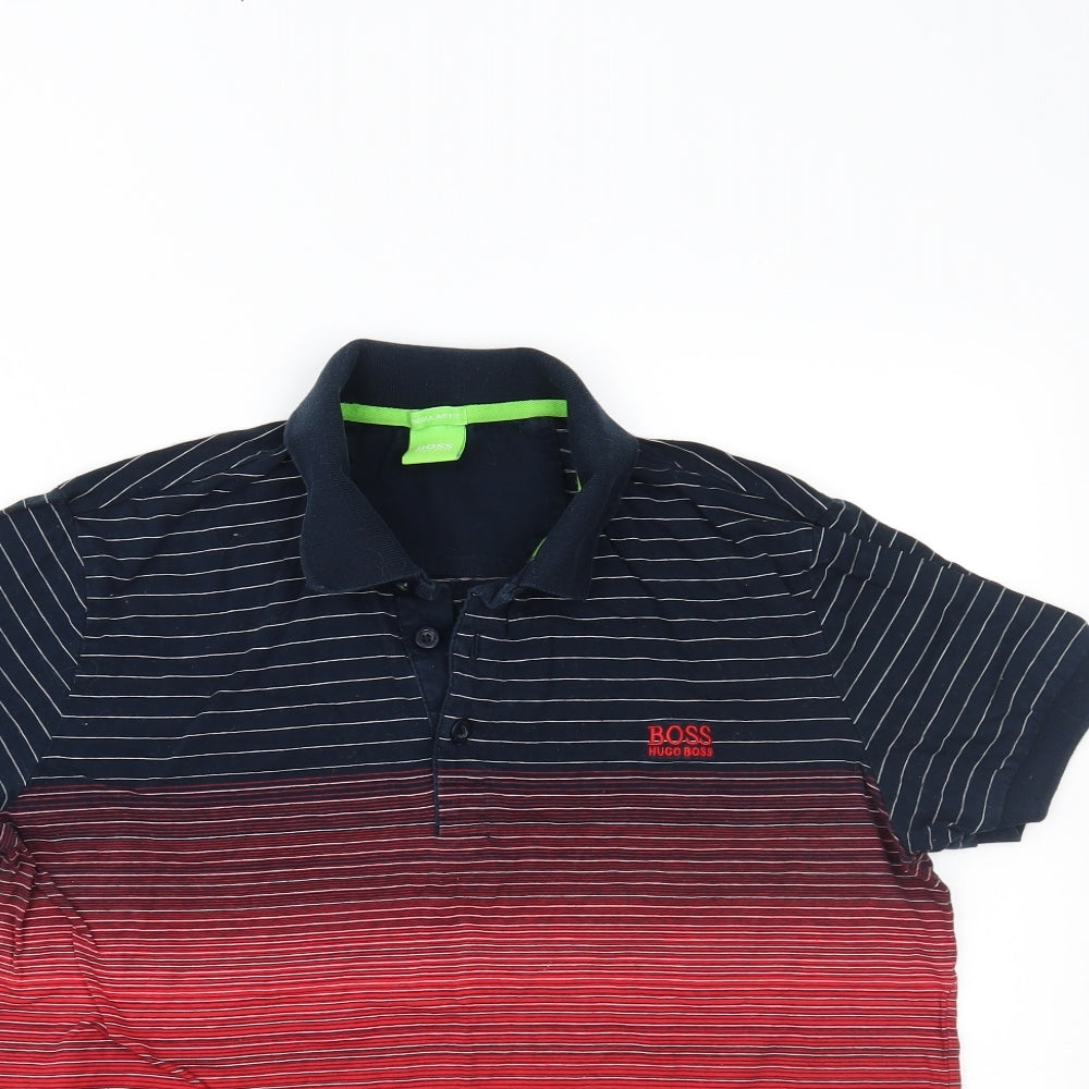 HUGO BOSS Mens Multicoloured Striped   Polo Size M