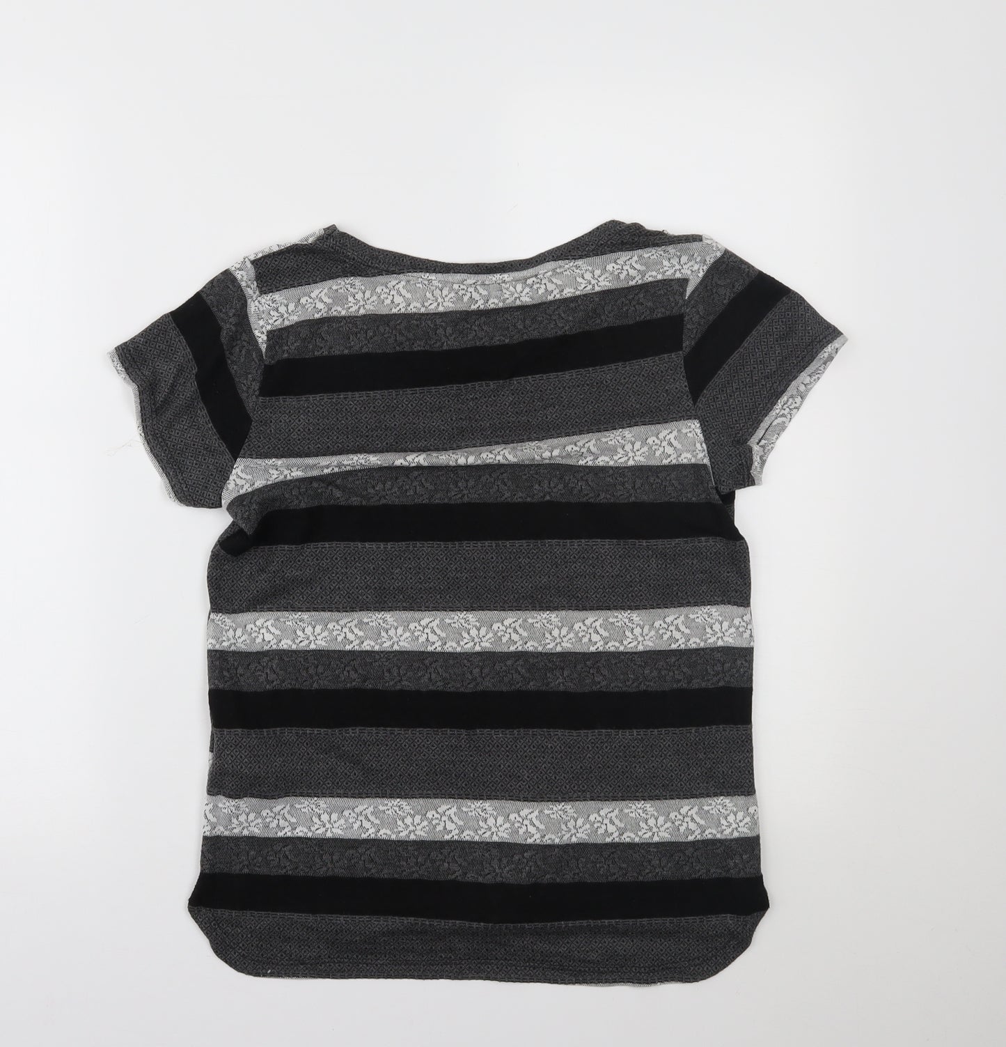 Dorothy Perkins Womens Grey Striped  Basic T-Shirt Size 10