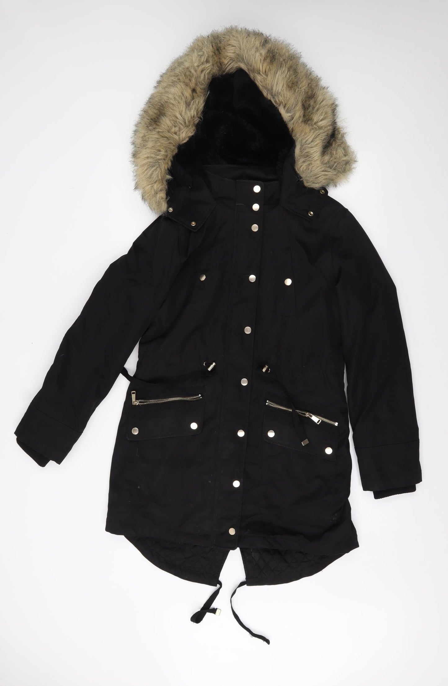 Miss Selfridge Womens Black   Parka Coat Size 10