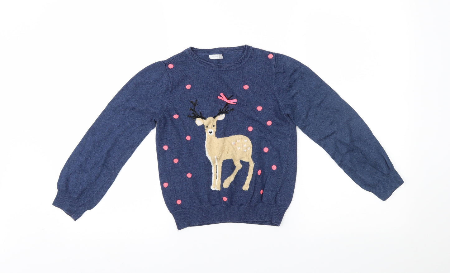 John Lewis Girls Blue   Pullover Jumper Size 8 Years  - chrismas