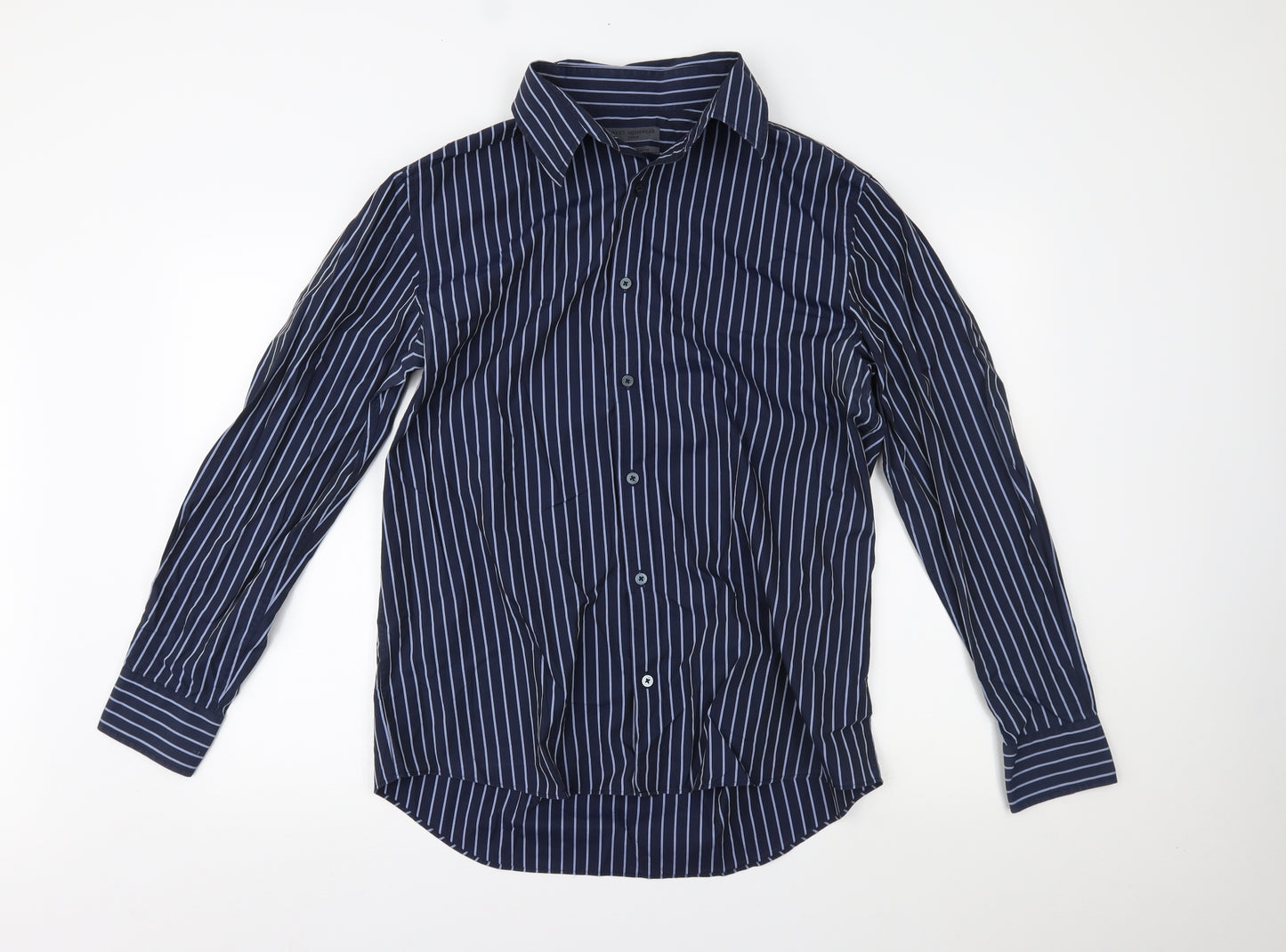 NEXT Mens Blue Striped   Dress Shirt Size L