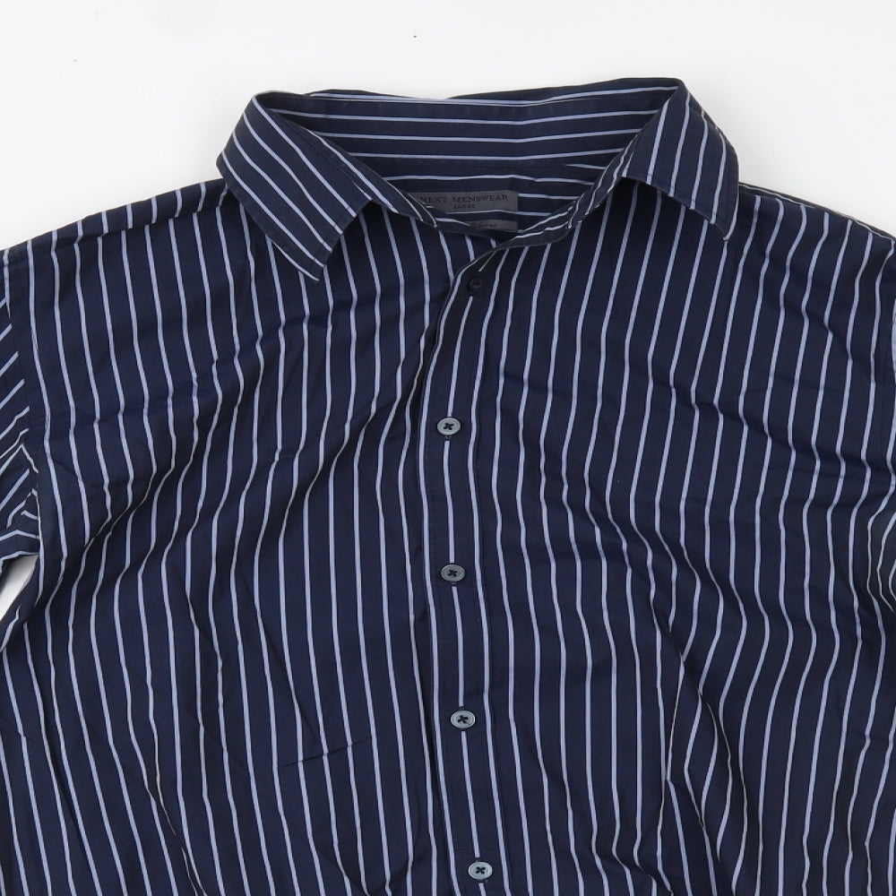 NEXT Mens Blue Striped   Dress Shirt Size L