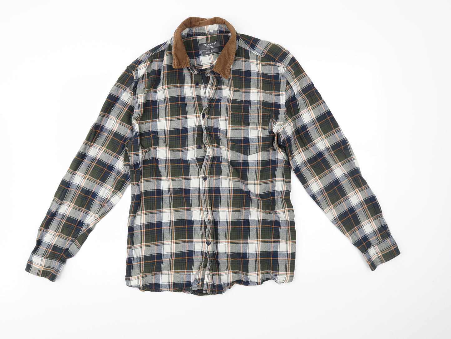 Primark Mens Green Plaid   Button-Up Size 2XL