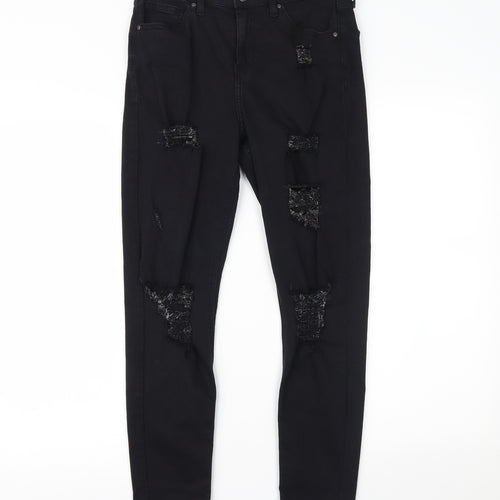 Topshop Womens Black  Denim Skinny Jeans Size 28 L30 in