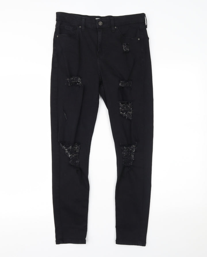 Topshop Womens Black  Denim Skinny Jeans Size 28 L30 in