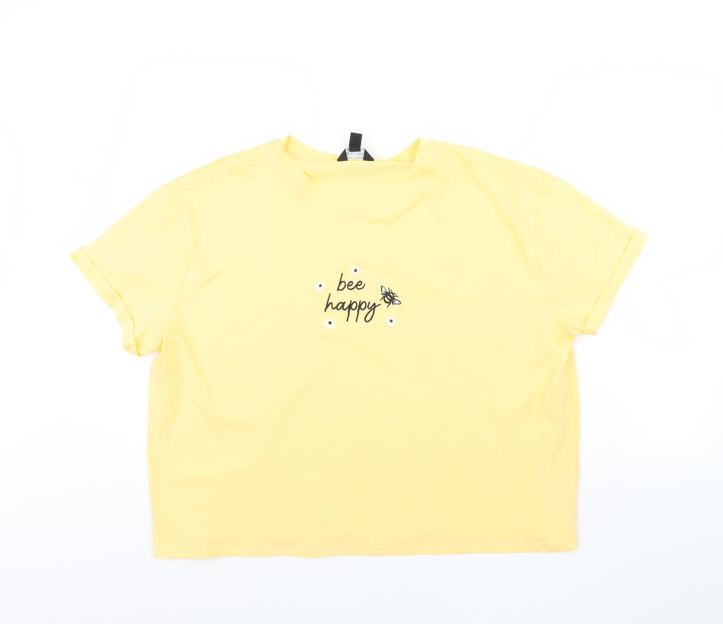 New Look Womens Yellow   Cropped T-Shirt Size 16  - Bee Happy