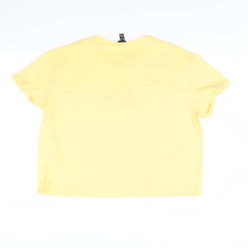 New Look Womens Yellow   Cropped T-Shirt Size 16  - Bee Happy