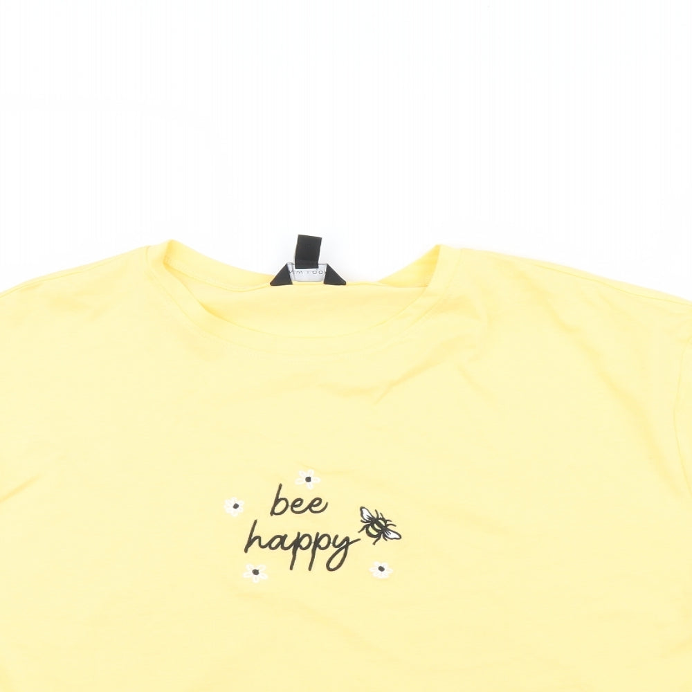 New Look Womens Yellow   Cropped T-Shirt Size 16  - Bee Happy