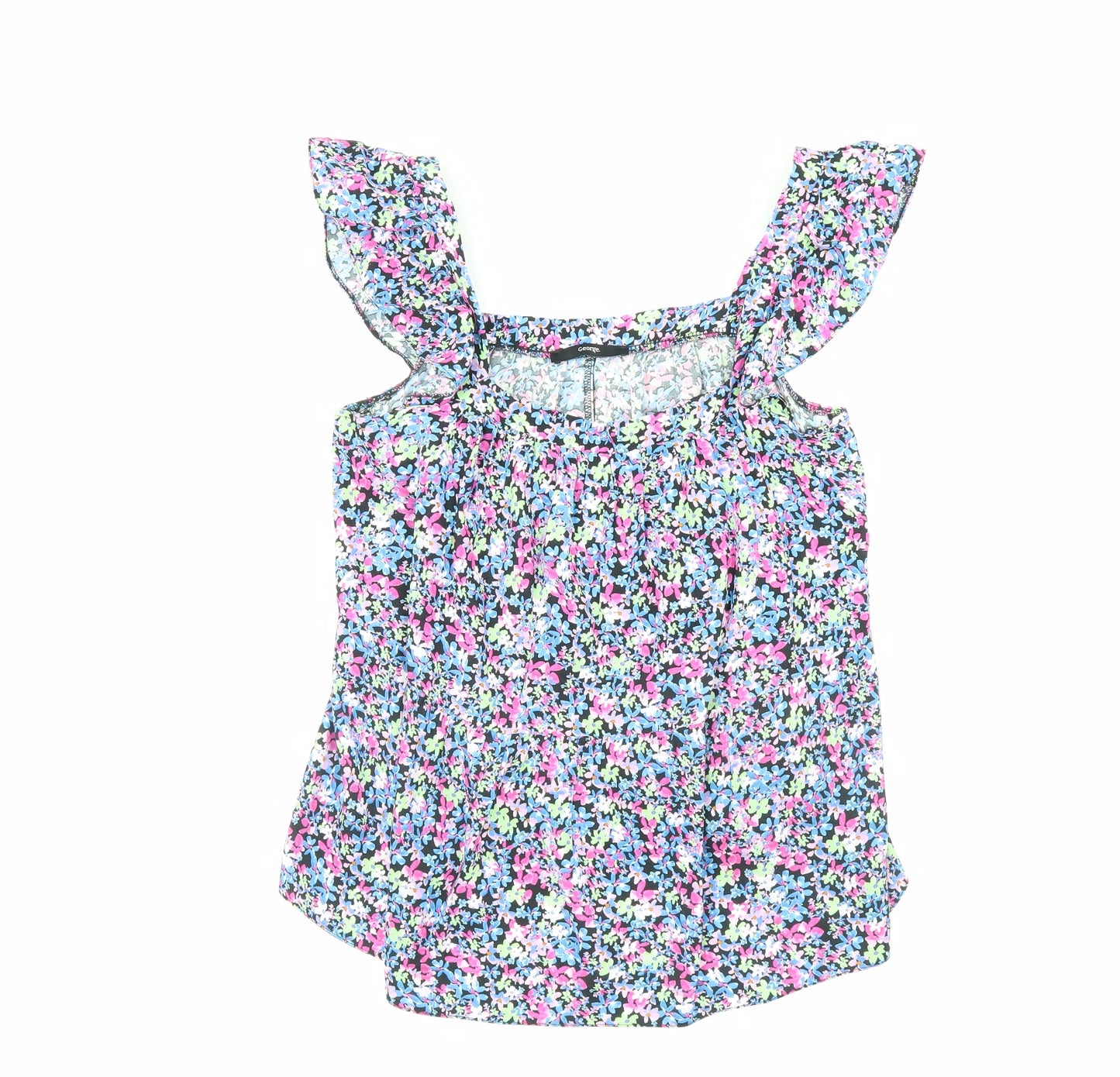 George Womens Black Floral  Basic Tank Size 14