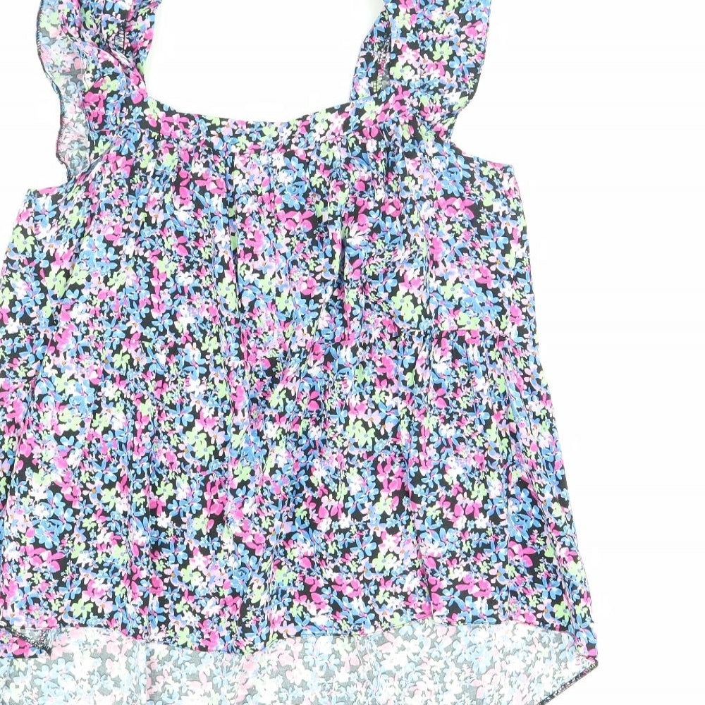 George Womens Black Floral  Basic Tank Size 14
