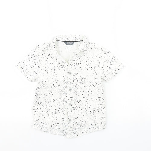 Primark Boys White Polka Dot  Basic Button-Up Size 4 Years
