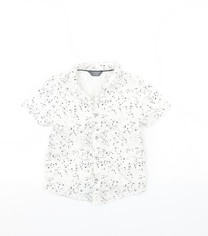 Primark Boys White Polka Dot Basic Button-Up Size 4 Years