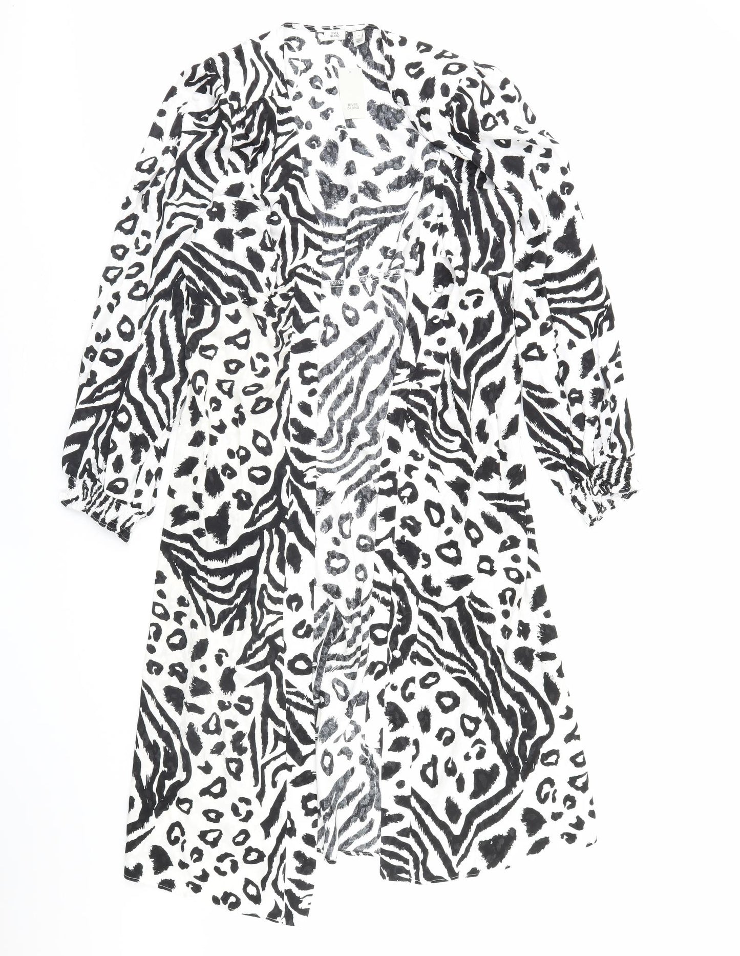 River Island Womens White Animal Print  Jacket  Size 16  - Shoulder Pads