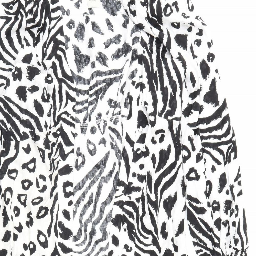 River Island Womens White Animal Print  Jacket  Size 16  - Shoulder Pads