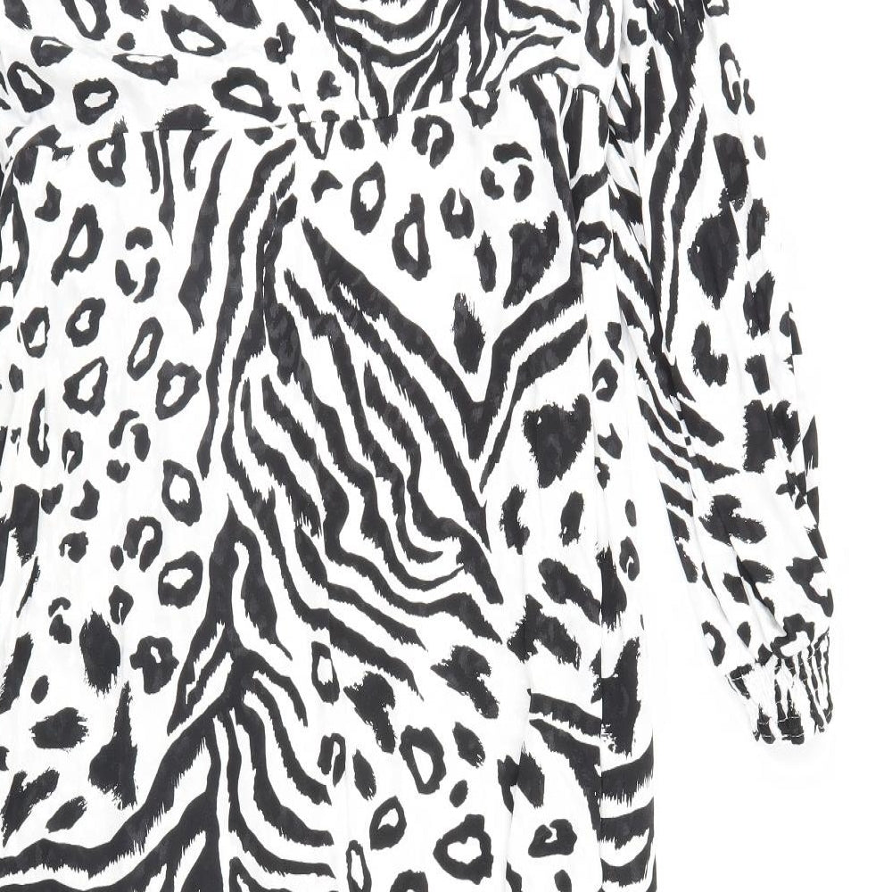 River Island Womens White Animal Print  Jacket  Size 16  - Shoulder Pads