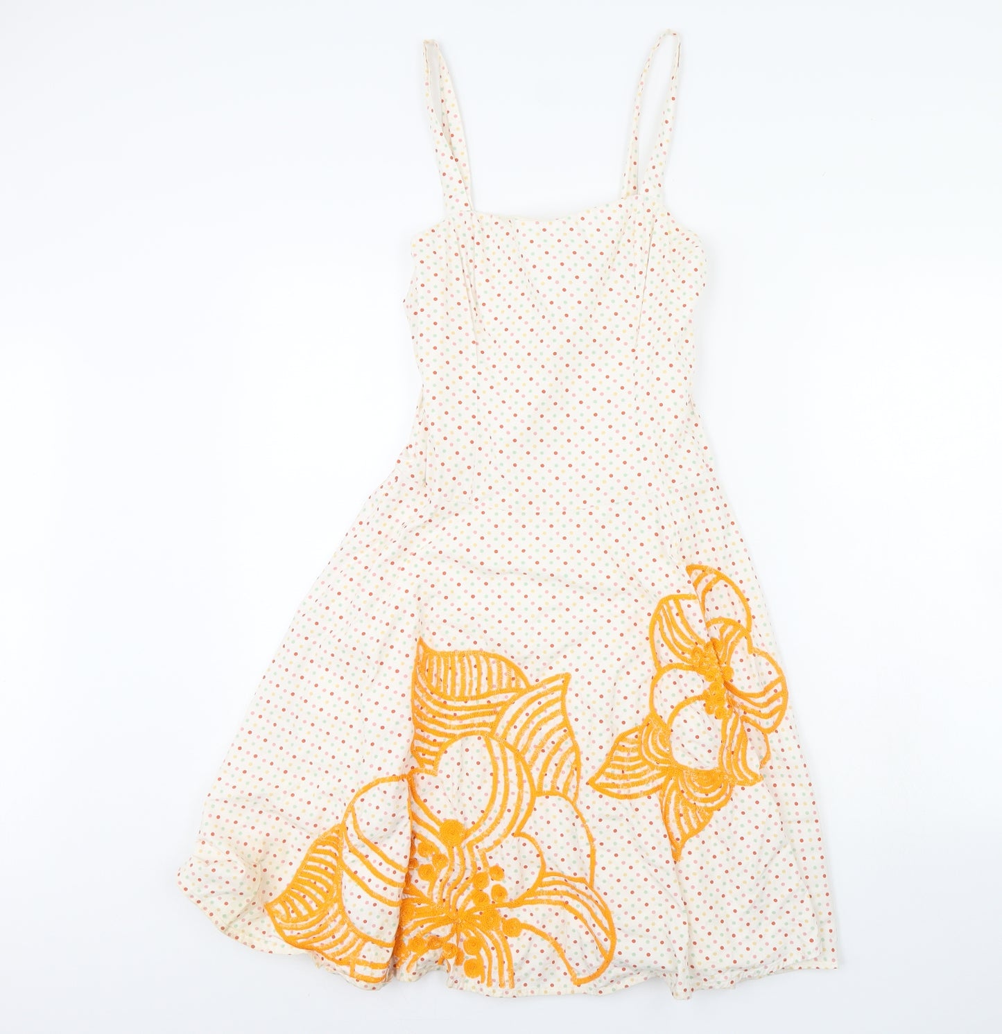 French Connection Womens White Polka Dot  Fit & Flare  Size 10