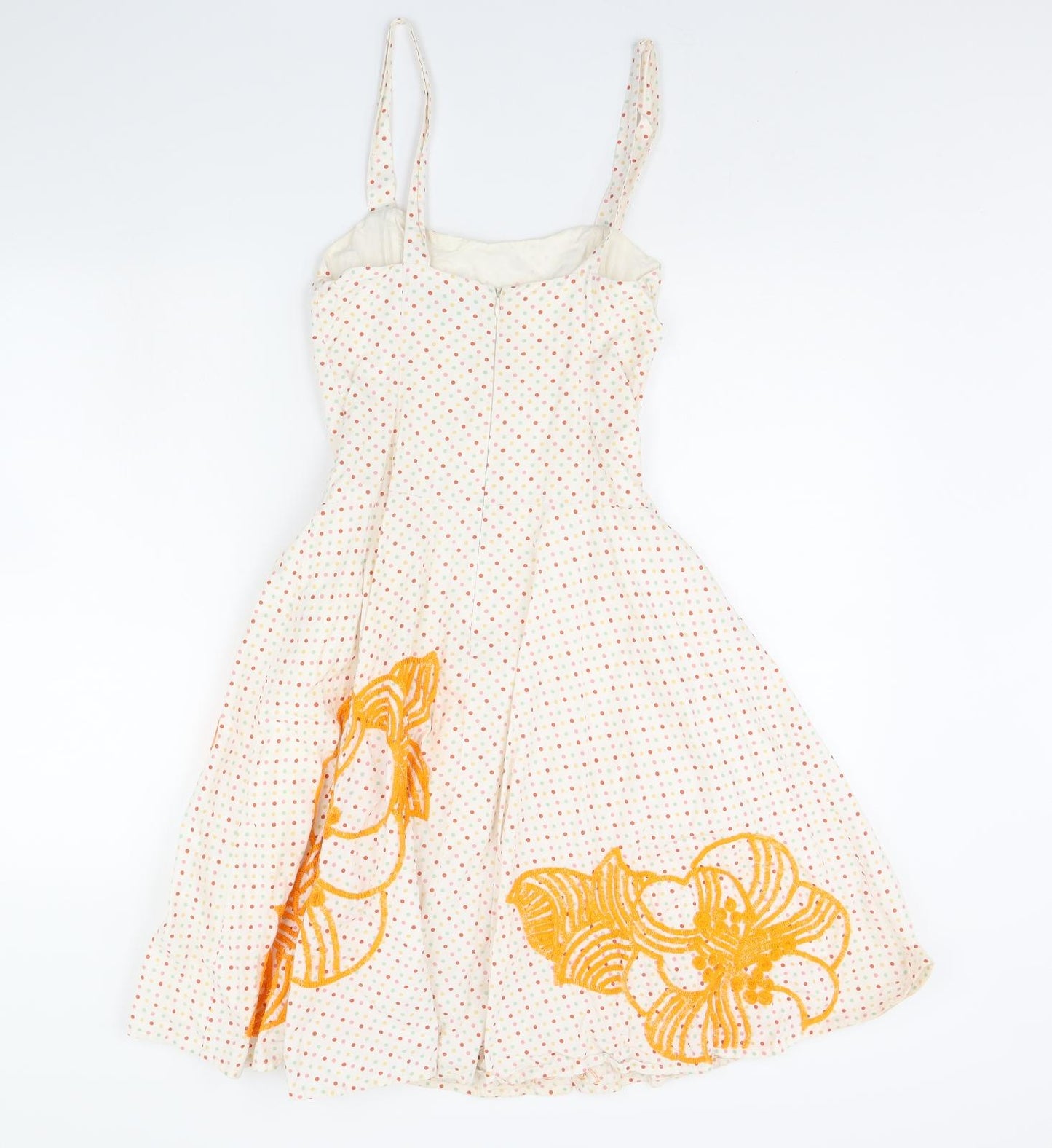 French Connection Womens White Polka Dot  Fit & Flare  Size 10