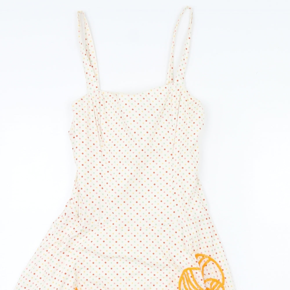 French Connection Womens White Polka Dot  Fit & Flare  Size 10
