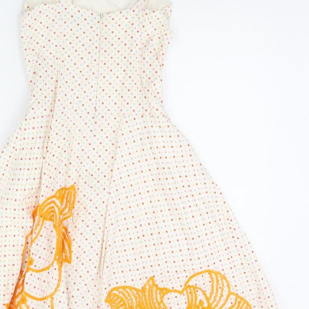 French Connection Womens White Polka Dot  Fit & Flare  Size 10