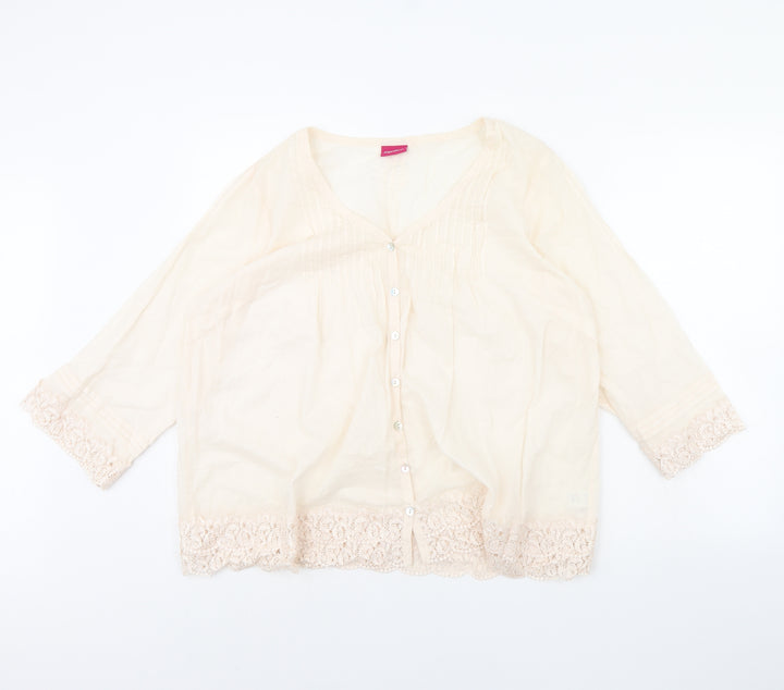 Together Womens Pink Basic Button-Up Size 16