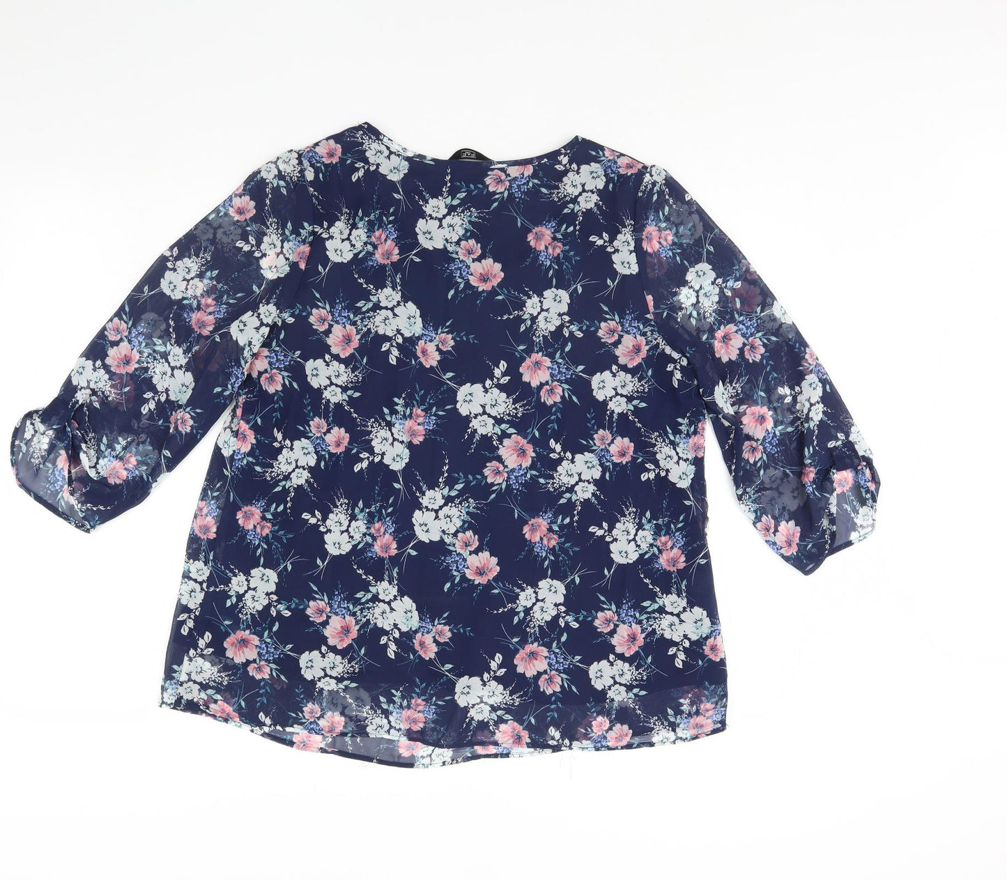 F&F Womens Blue Floral  Basic Blouse Size 14
