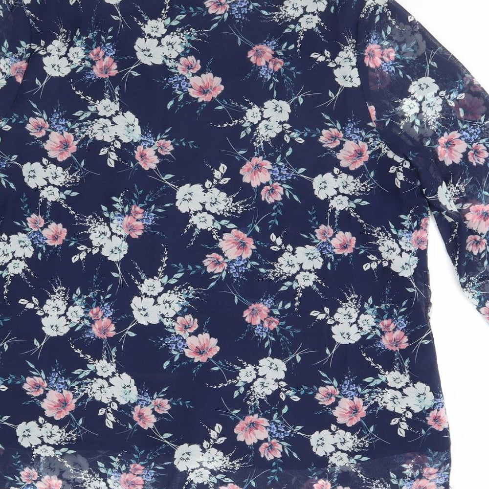 F&F Womens Blue Floral  Basic Blouse Size 14