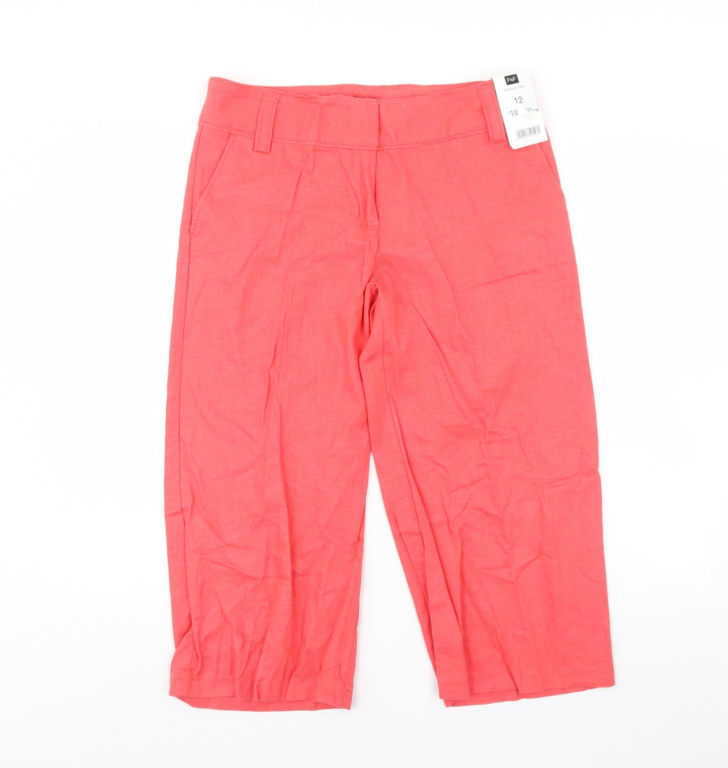 F&F Womens Pink   Cropped Trousers Size 12 L21 in