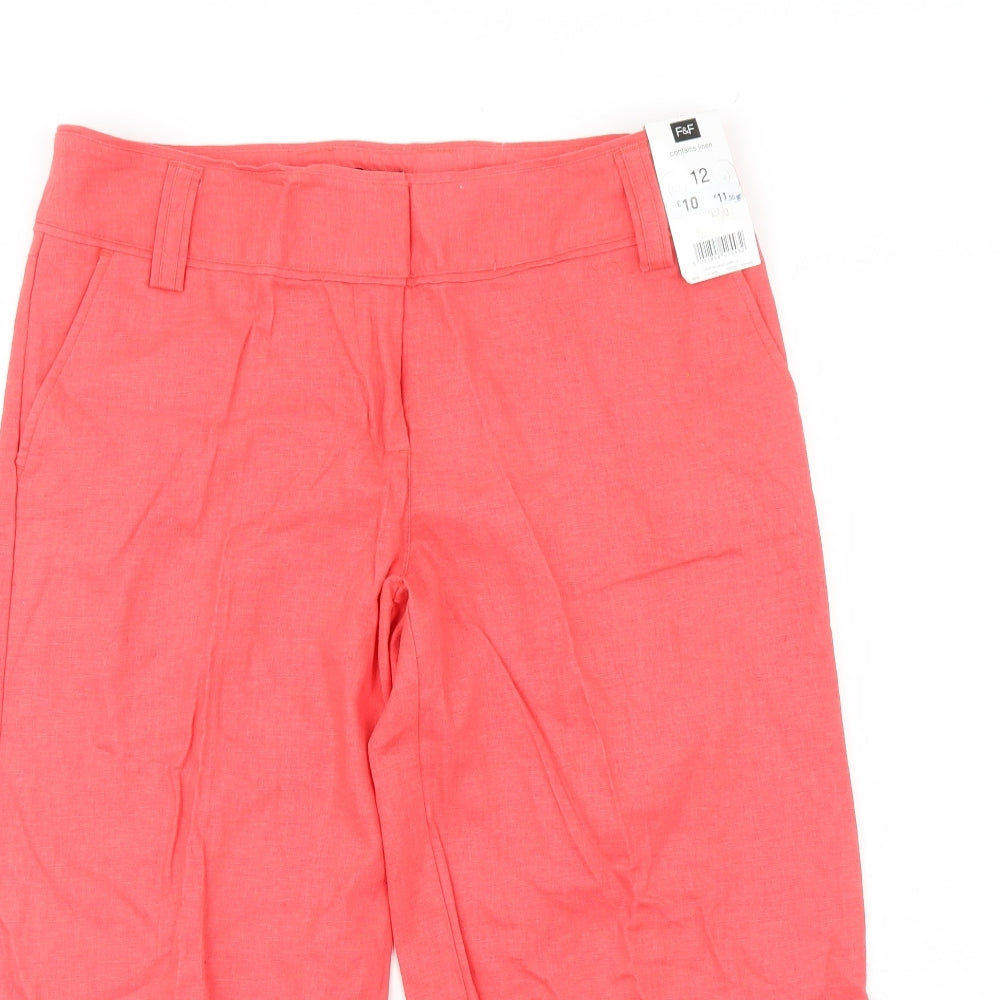 F&F Womens Pink   Cropped Trousers Size 12 L21 in