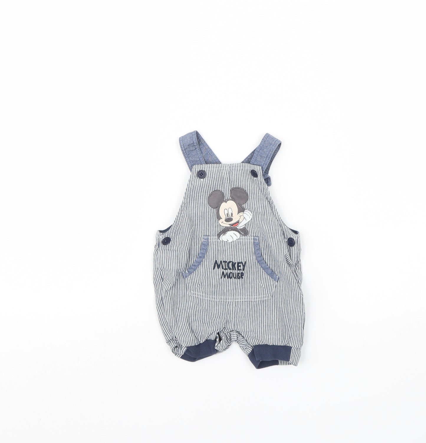 Preworn Baby Blue Striped  Babygrow One-Piece Size 0-3 Months  - Disney