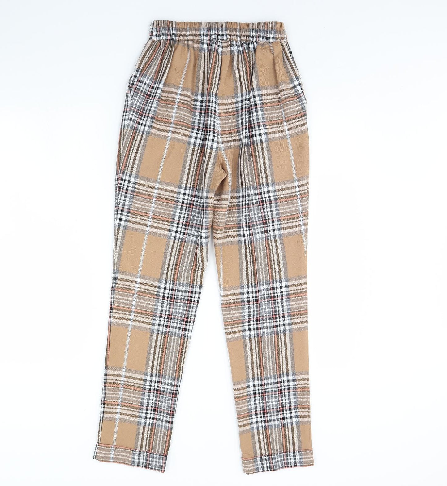 Primark Womens Brown Plaid  Trousers  Size 4 L28 in