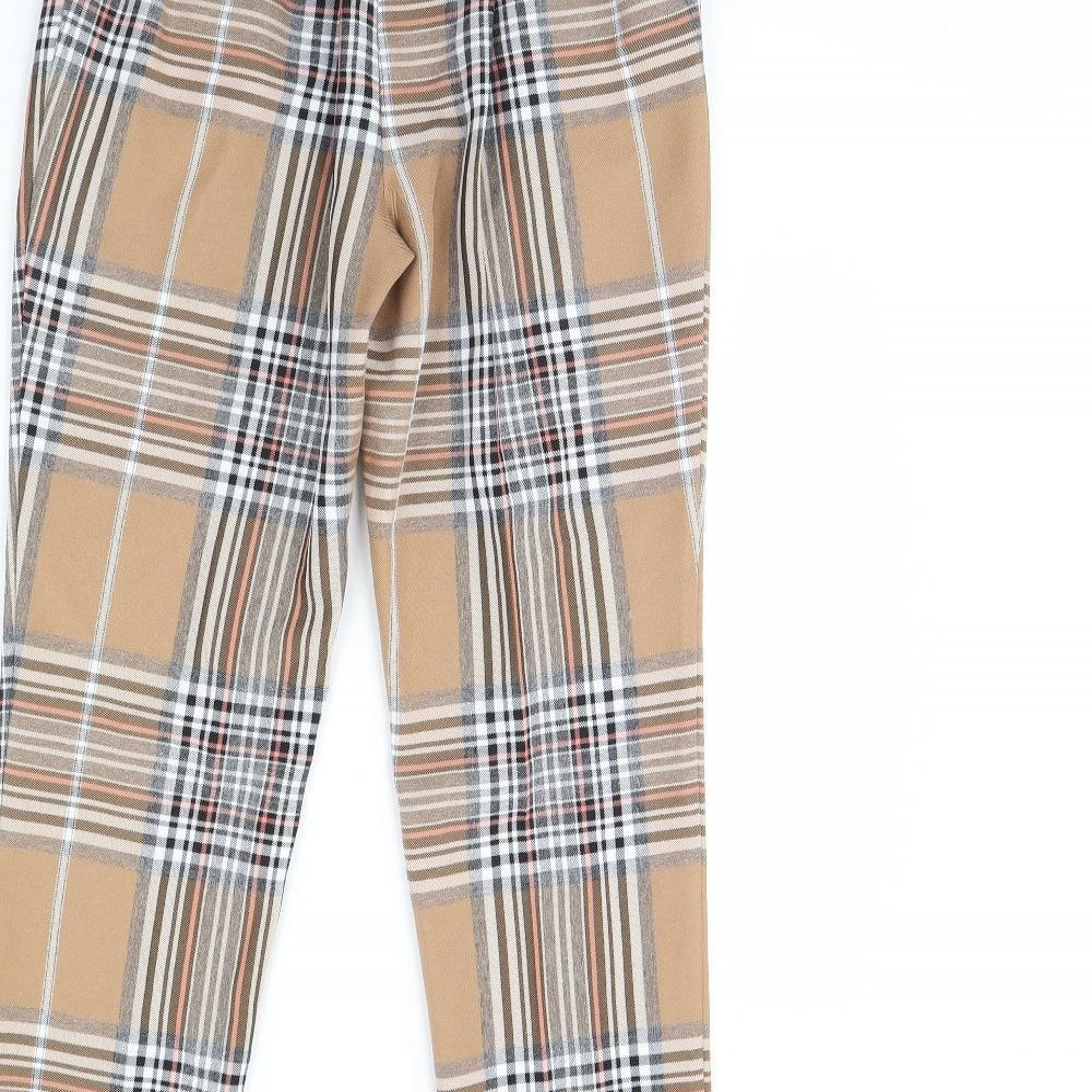 Primark Womens Brown Plaid  Trousers  Size 4 L28 in