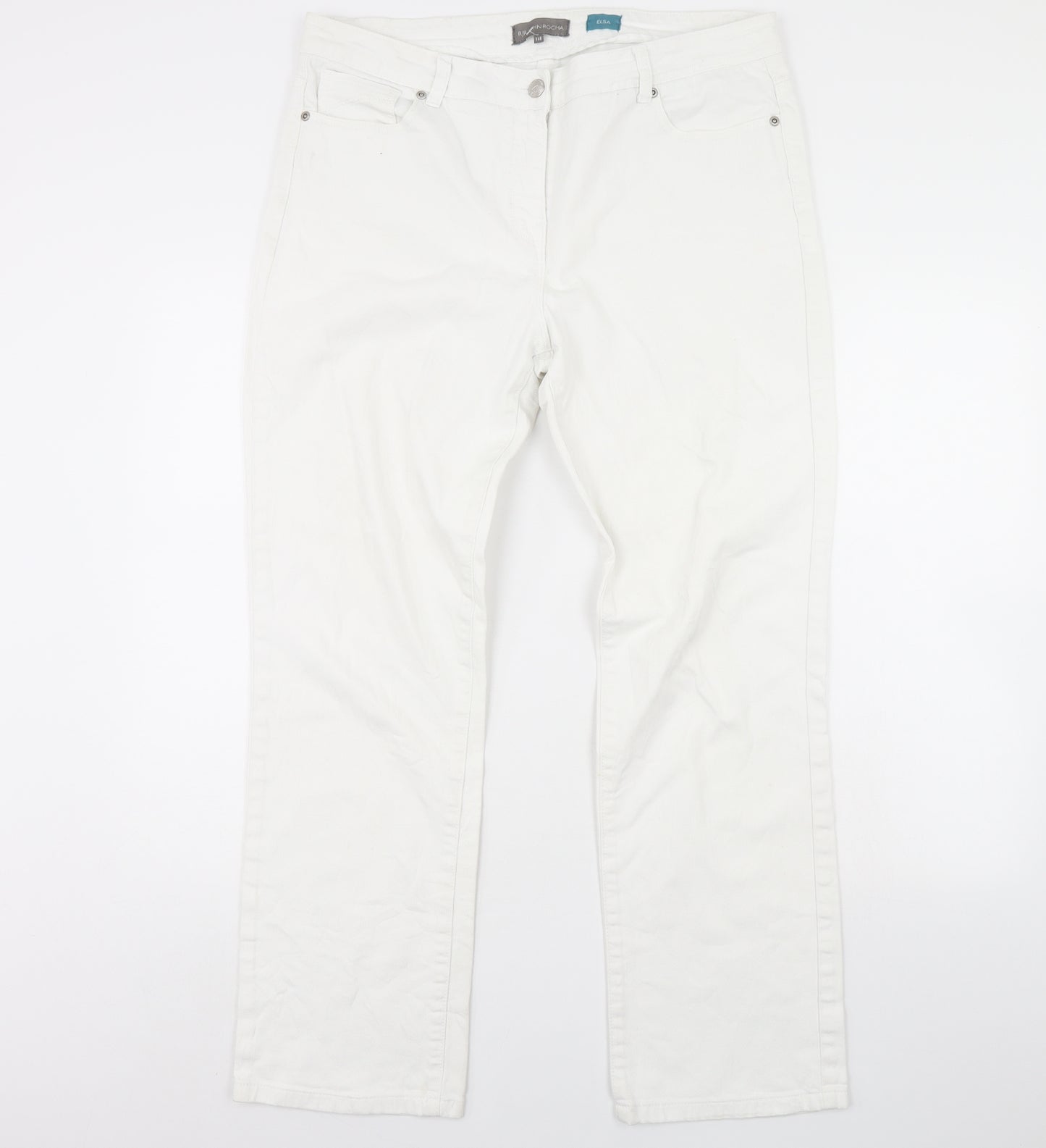 John Rocha Womens White  Denim Straight Jeans Size 16 L29 in