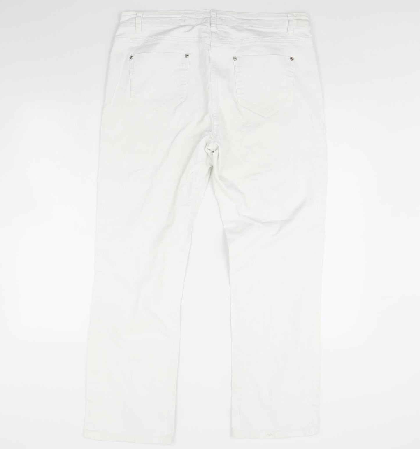 John Rocha Womens White  Denim Straight Jeans Size 16 L29 in
