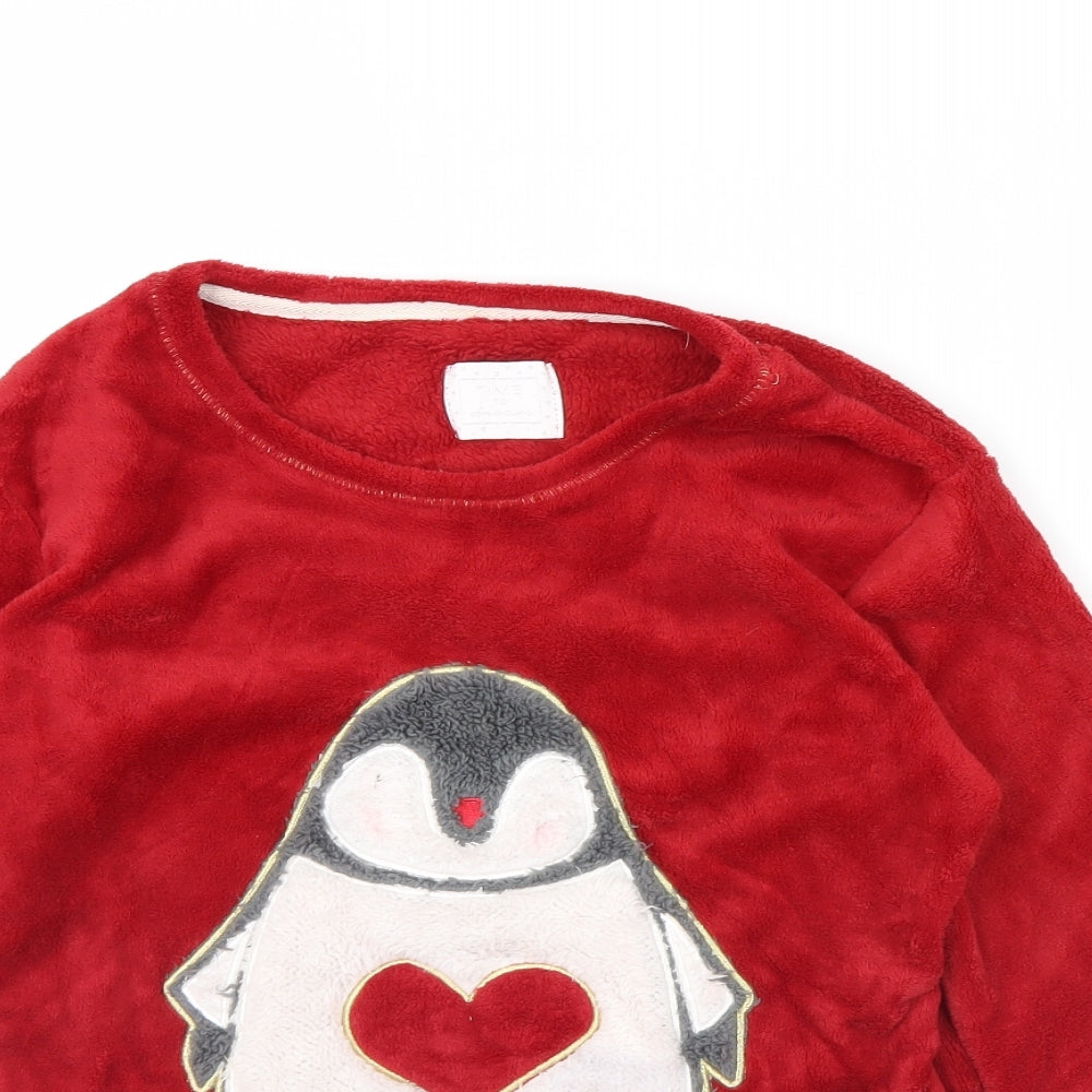 Time To Dream Womens Red Solid  Cami Pyjama Top Size S  - penguin
