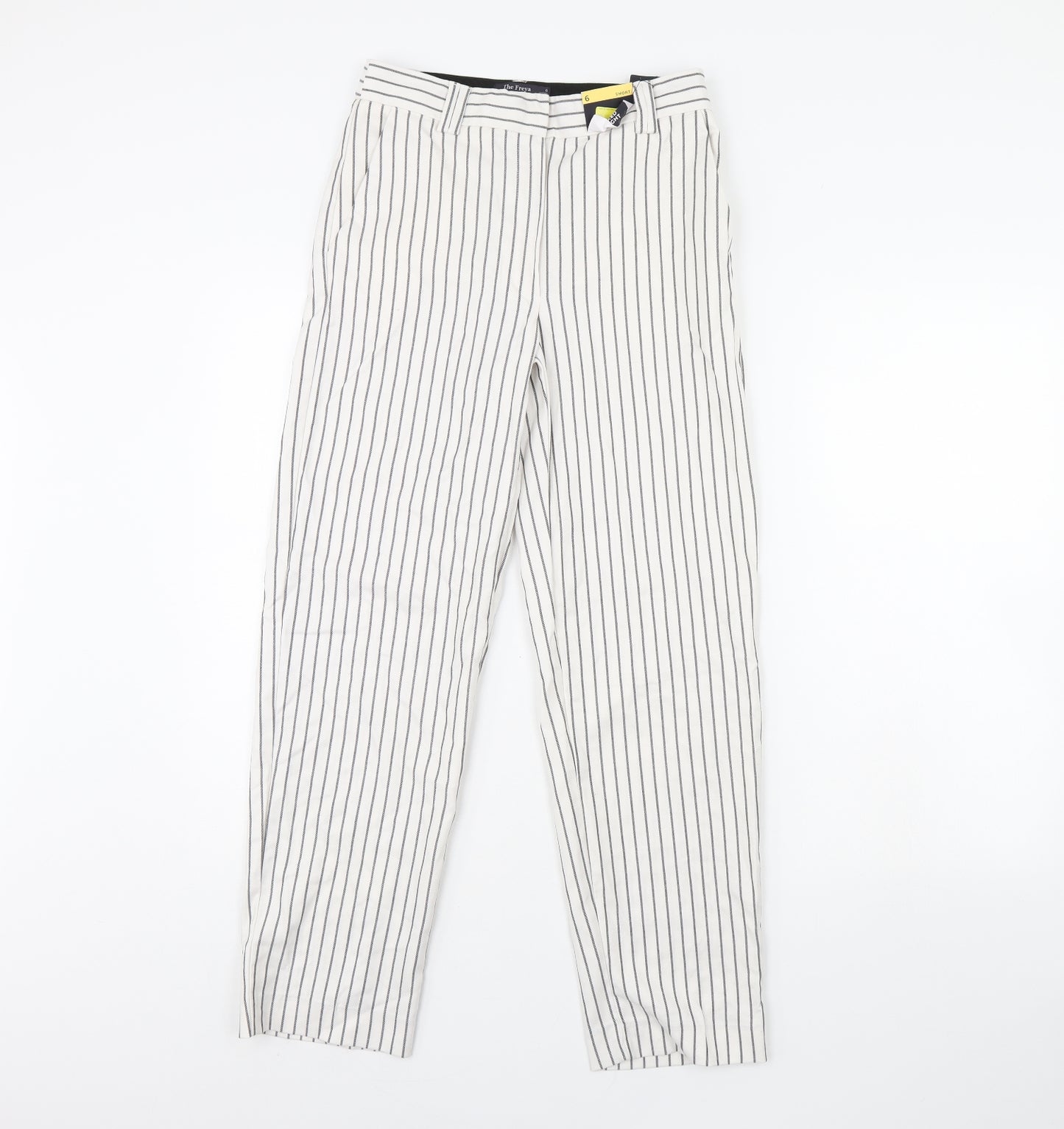 M&s Womens White Striped  Trousers  Size 6 L29 in
