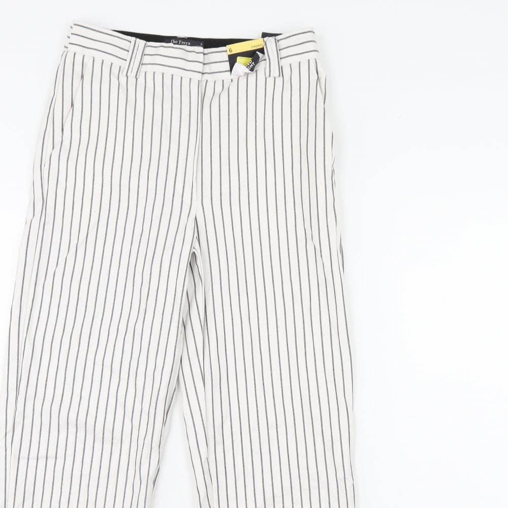 M&s Womens White Striped  Trousers  Size 6 L29 in