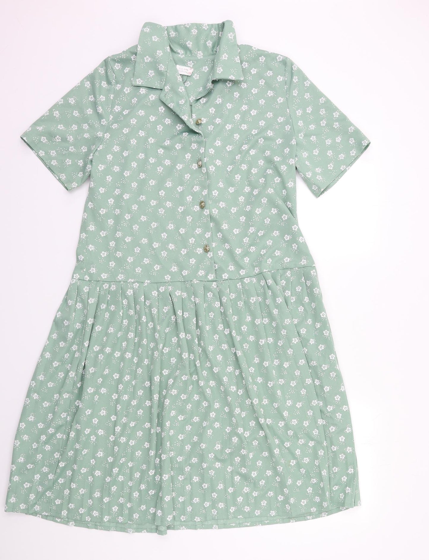 Preworn Womens Green Floral  A-Line  Size 14