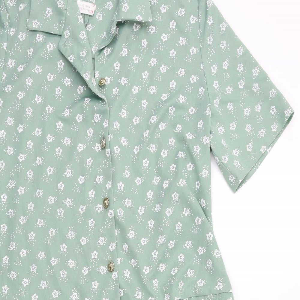 Preworn Womens Green Floral  A-Line  Size 14