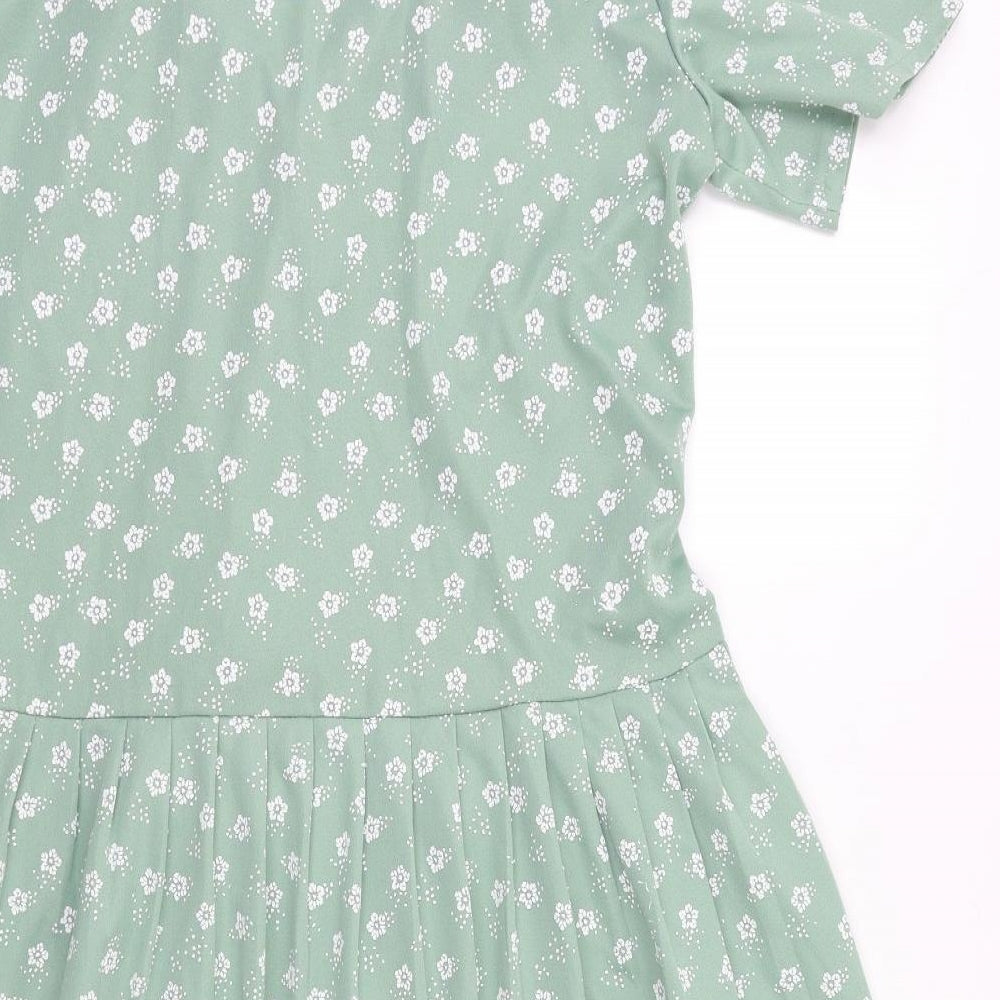 Preworn Womens Green Floral  A-Line  Size 14