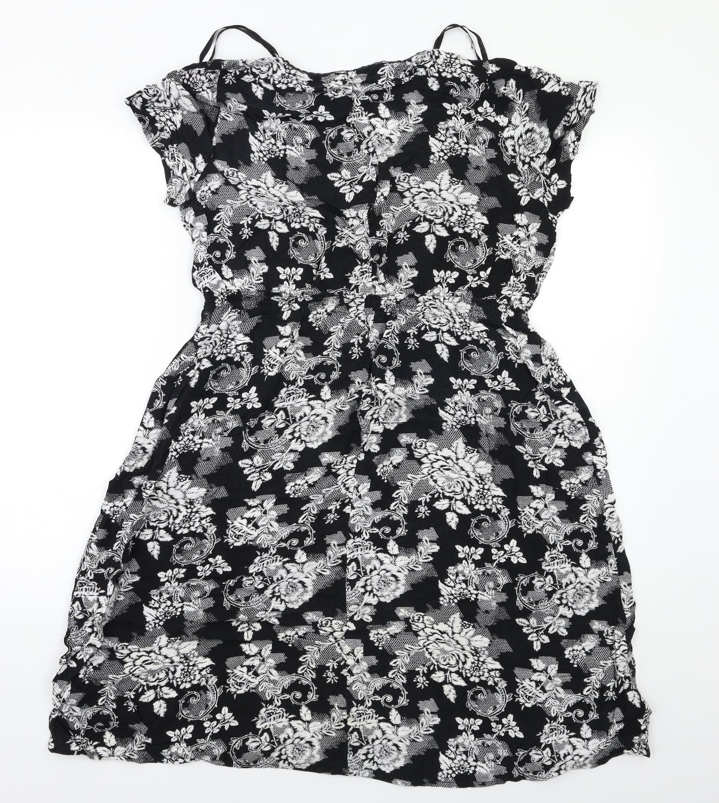 Bm Collection Womens Black Floral  Fit & Flare  Size 14